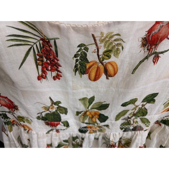 Agua Bendita Pomelo Frutas Mini Dress Linen White Fruit Floral Print XL - Picture 7 of 16